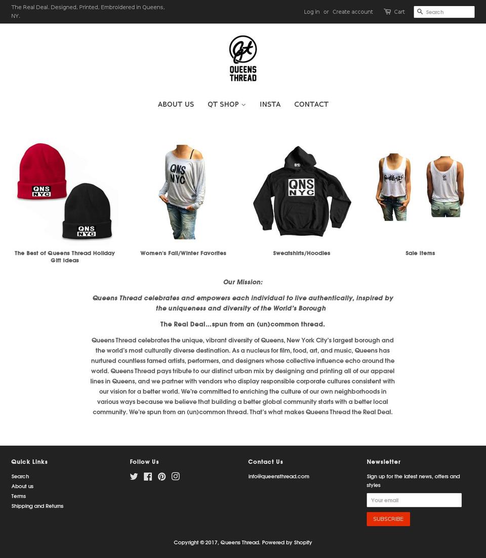 queensthreadinc.com shopify website screenshot