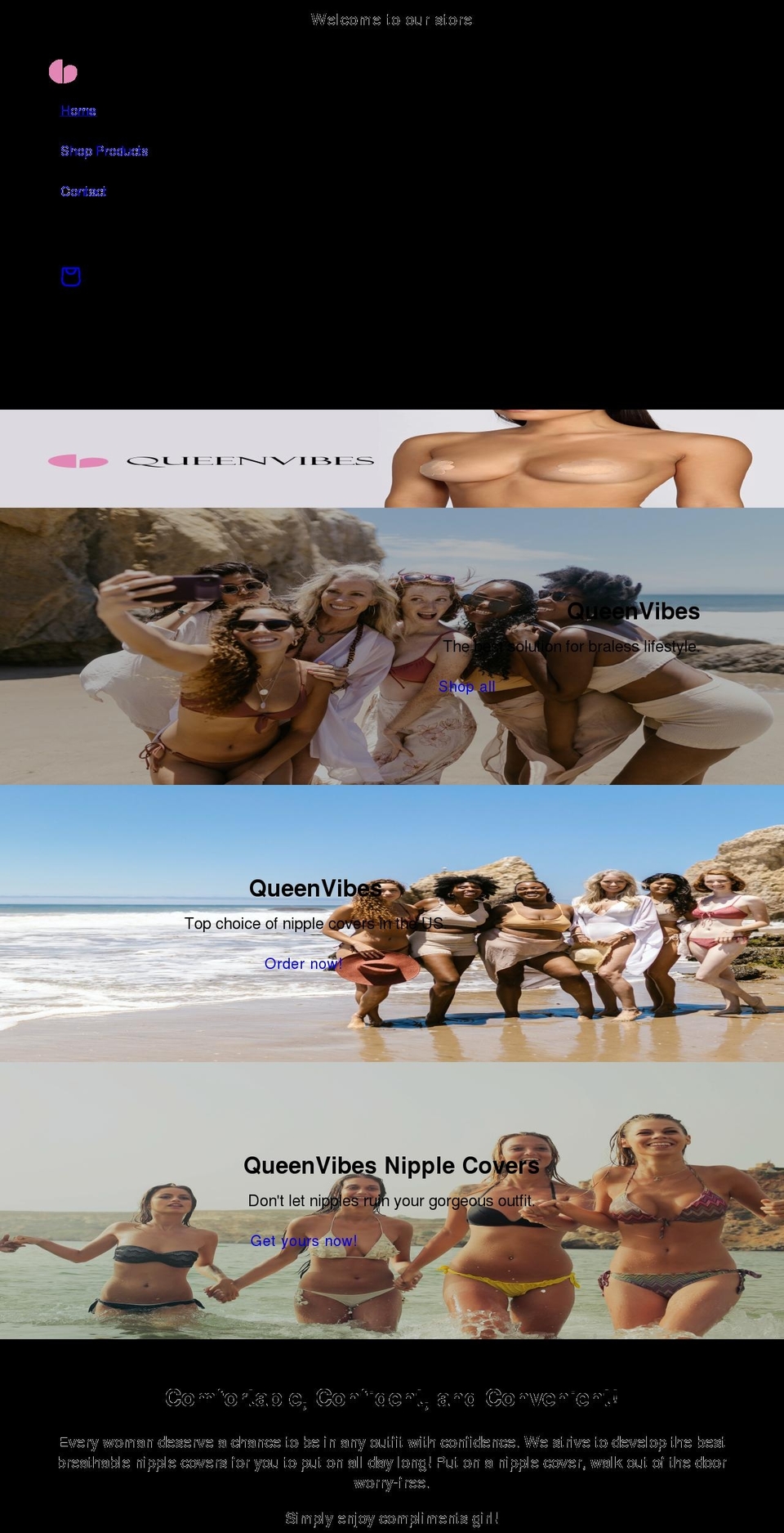 queenvibes.com shopify website screenshot