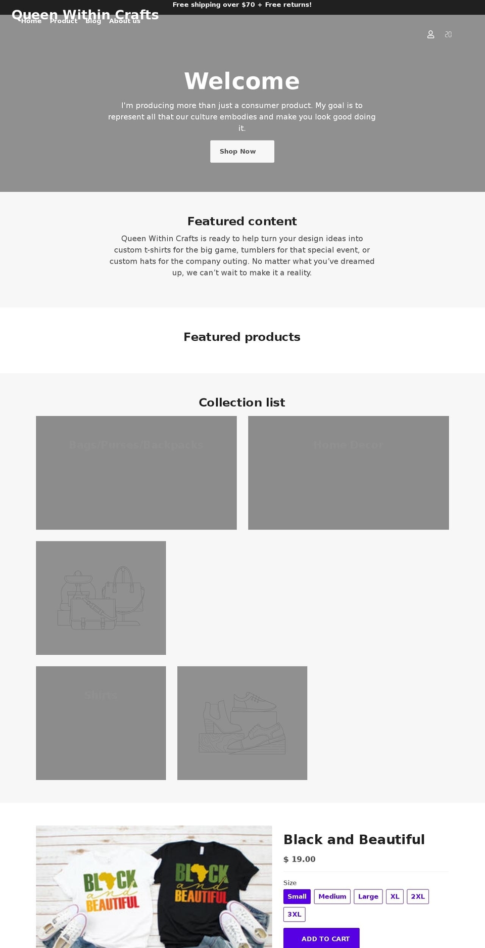 queenwithincrafts.com — Shopify storefront screenshot
