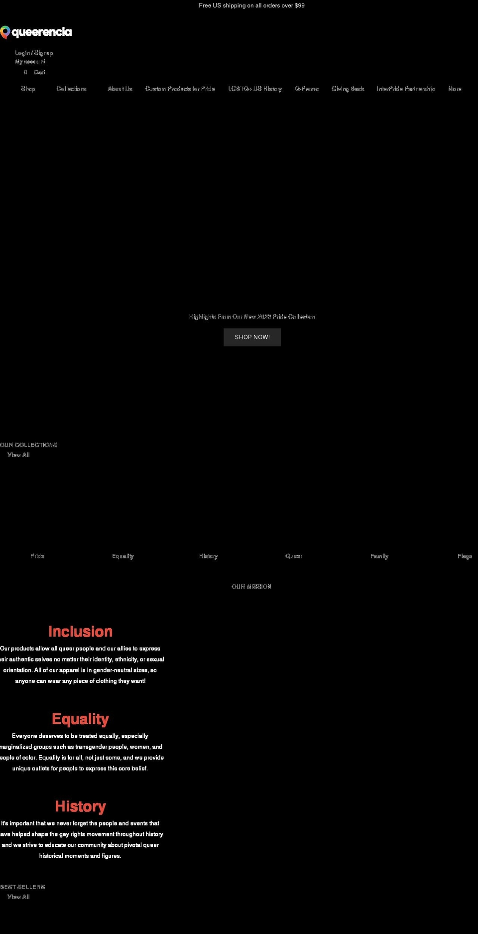 queerencia.co shopify website screenshot