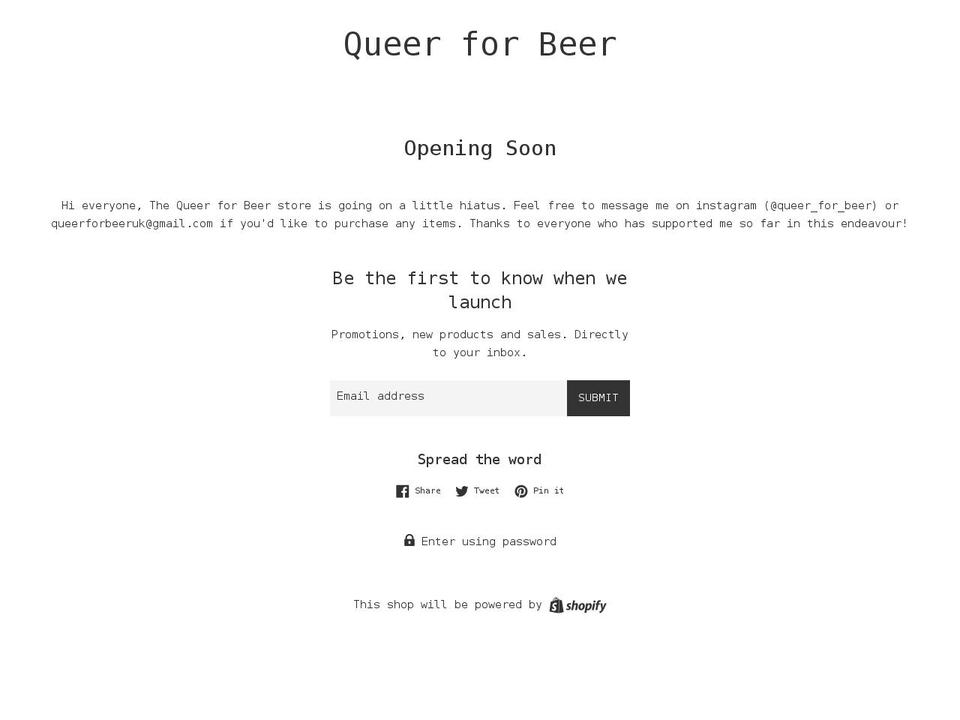 queerforbeer.com shopify website screenshot