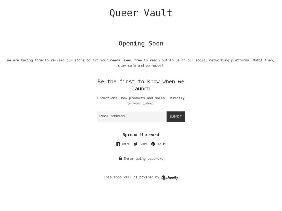 queervault.com shopify website screenshot