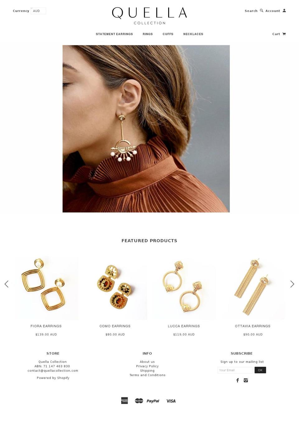quellacollection.com.au shopify website screenshot