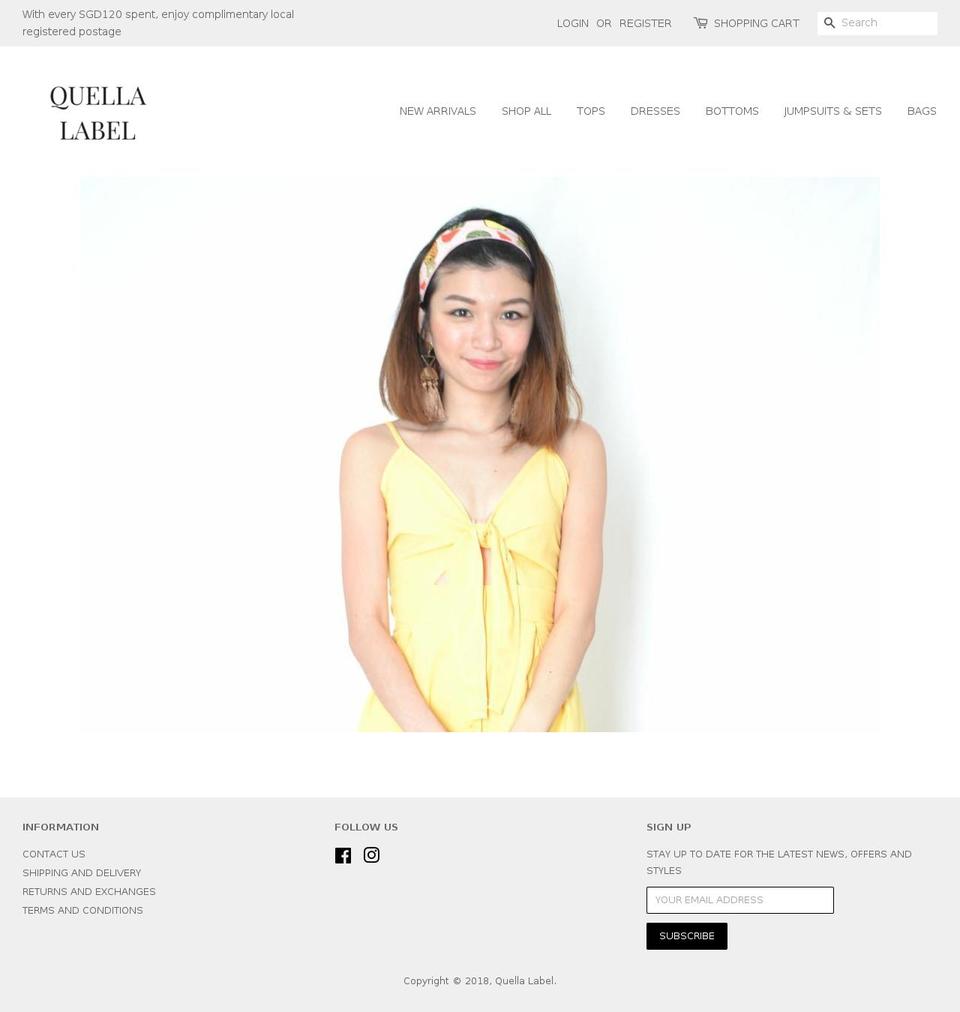 quellalabel.com shopify website screenshot