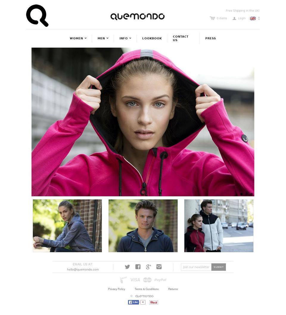 quemondo.com shopify website screenshot