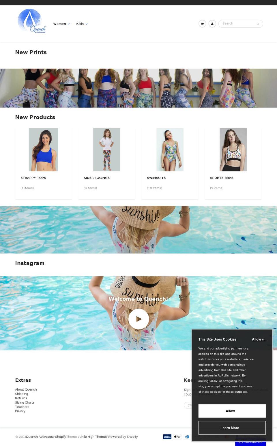 quenchactivewear.com shopify website screenshot