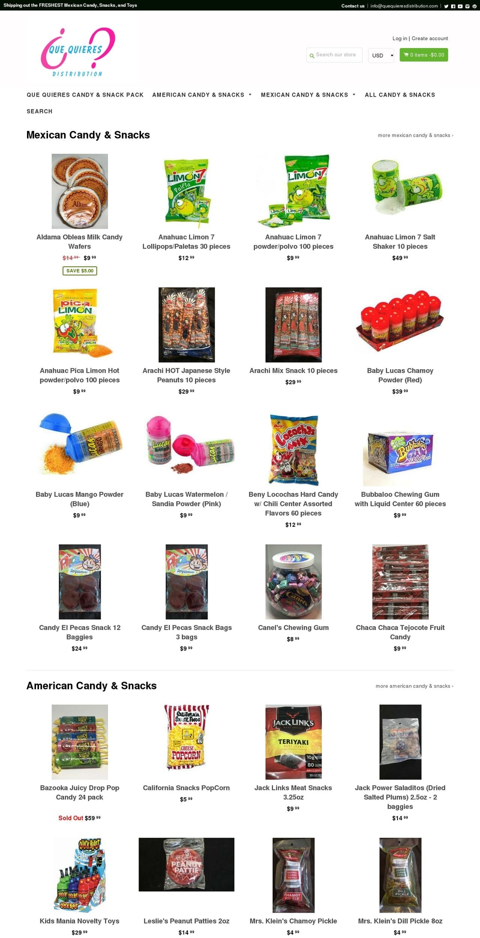 quequieresdistribution.com shopify website screenshot