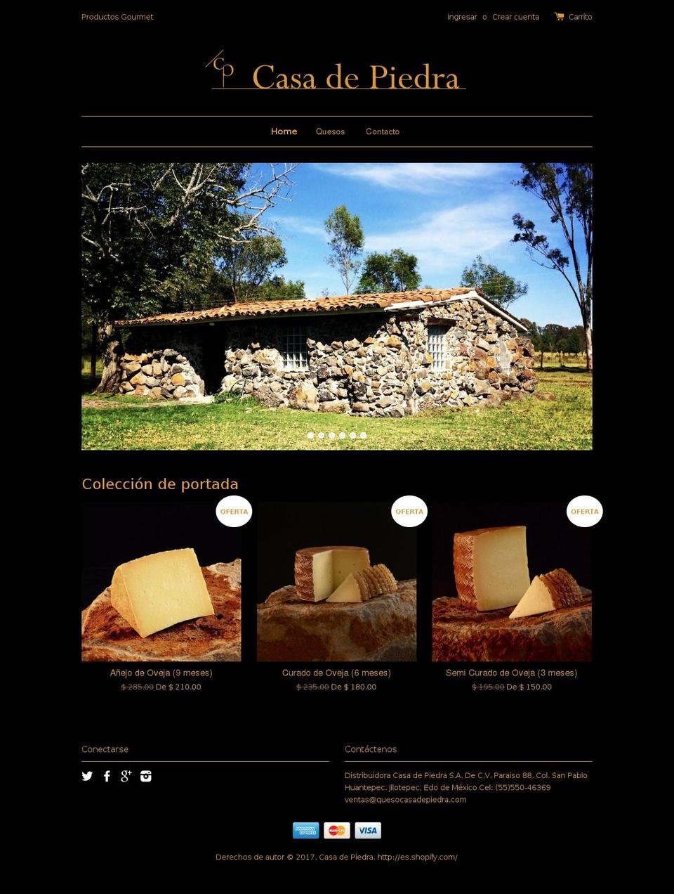 quesocasadepiedra.com shopify website screenshot