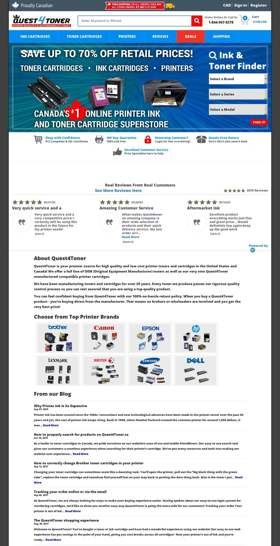 quest4toner.ca shopify website screenshot