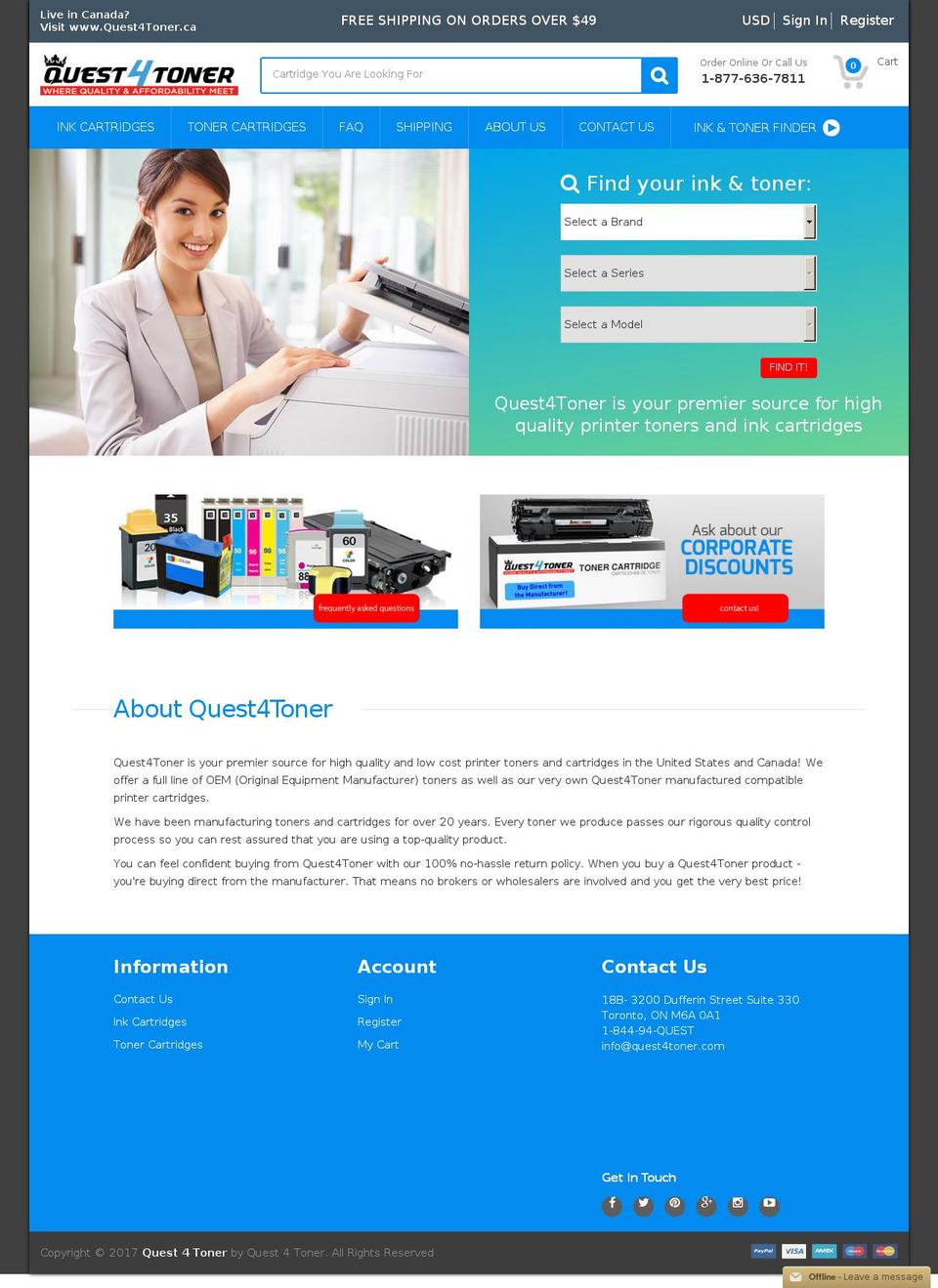 quest4toner.com shopify website screenshot