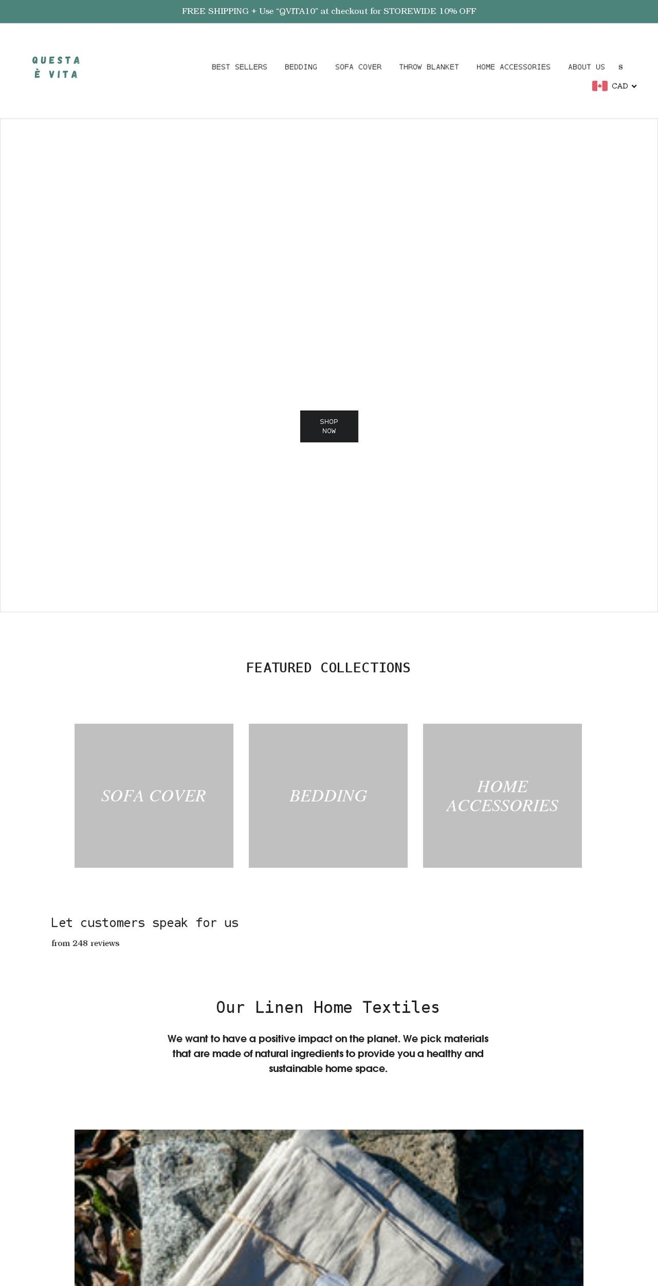 questa-e-vita-store.com shopify website screenshot