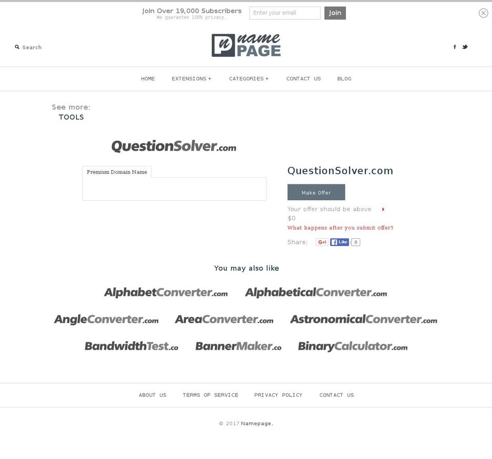 questionsolver.com shopify website screenshot