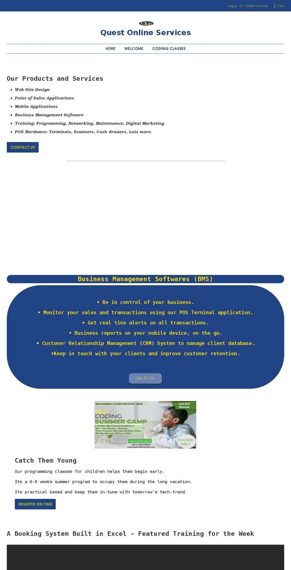 questonlineservices.com shopify website screenshot