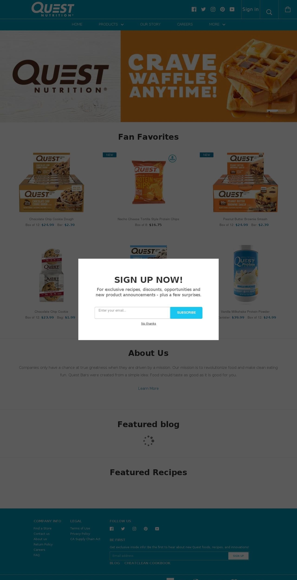 questproteinbar.net shopify website screenshot