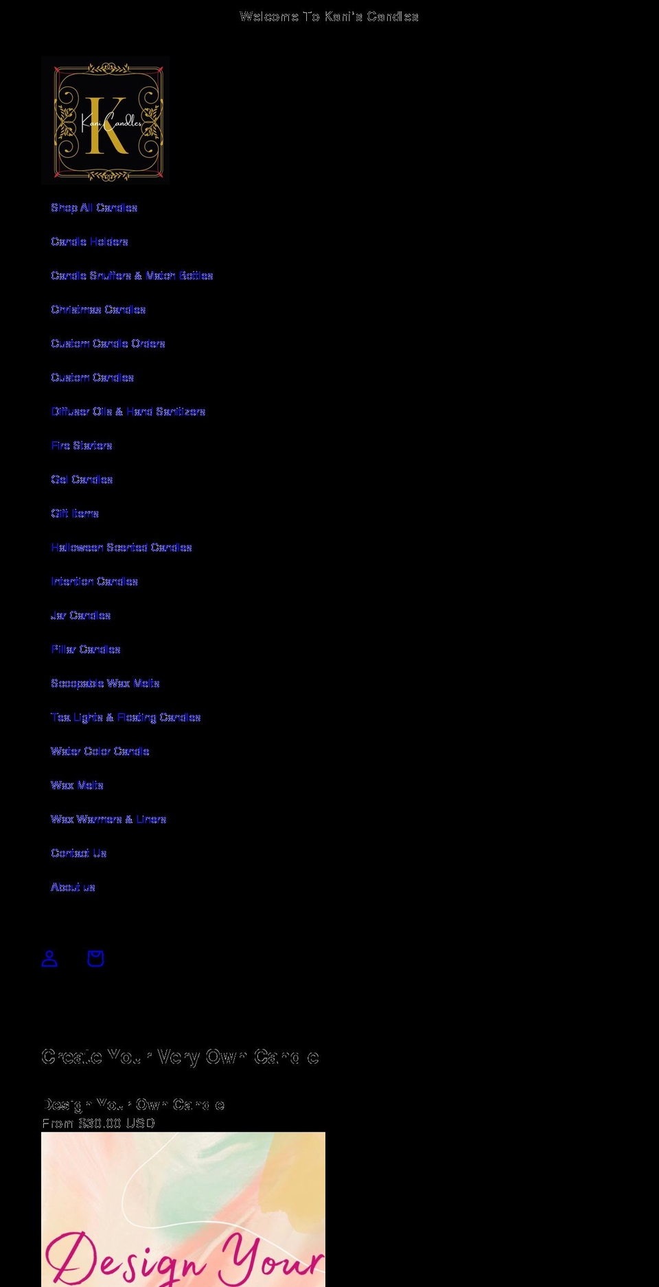 queteescandles.com shopify website screenshot