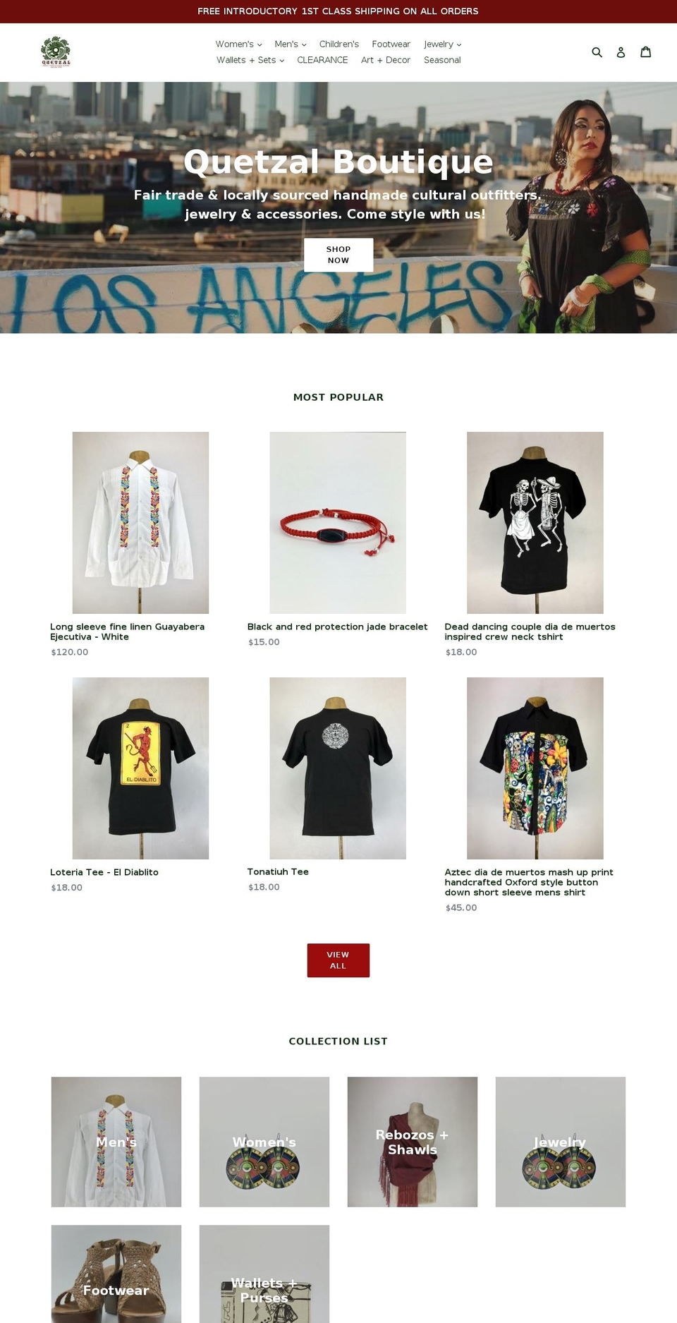 quetzalboutique.com — Shopify storefront screenshot