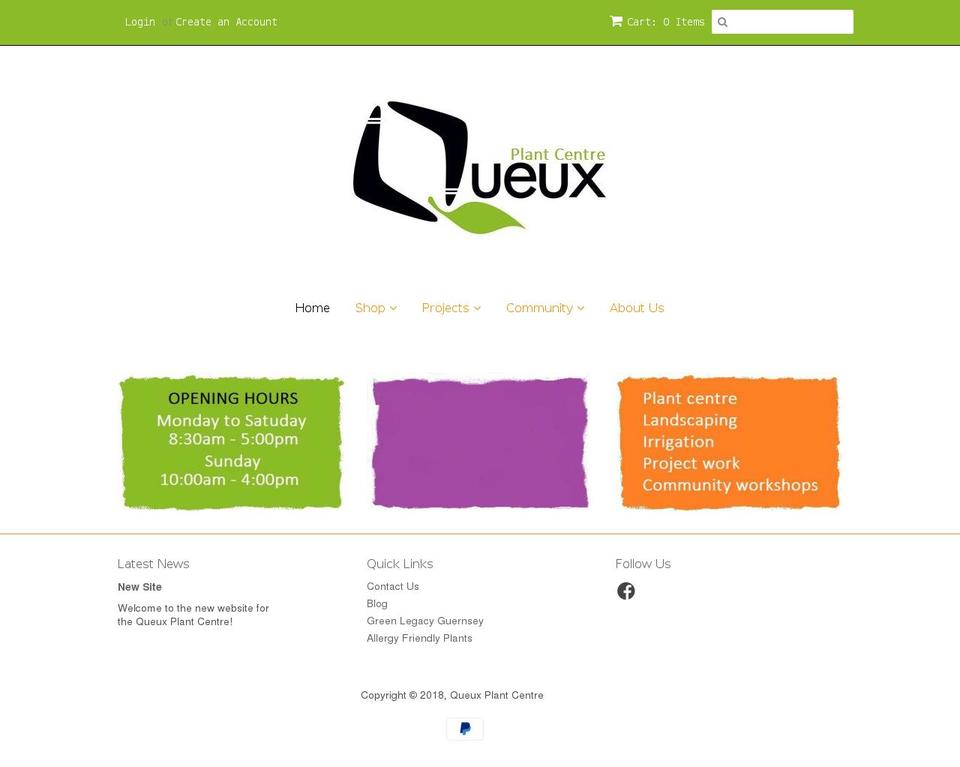 queuxplantcentre.com shopify website screenshot