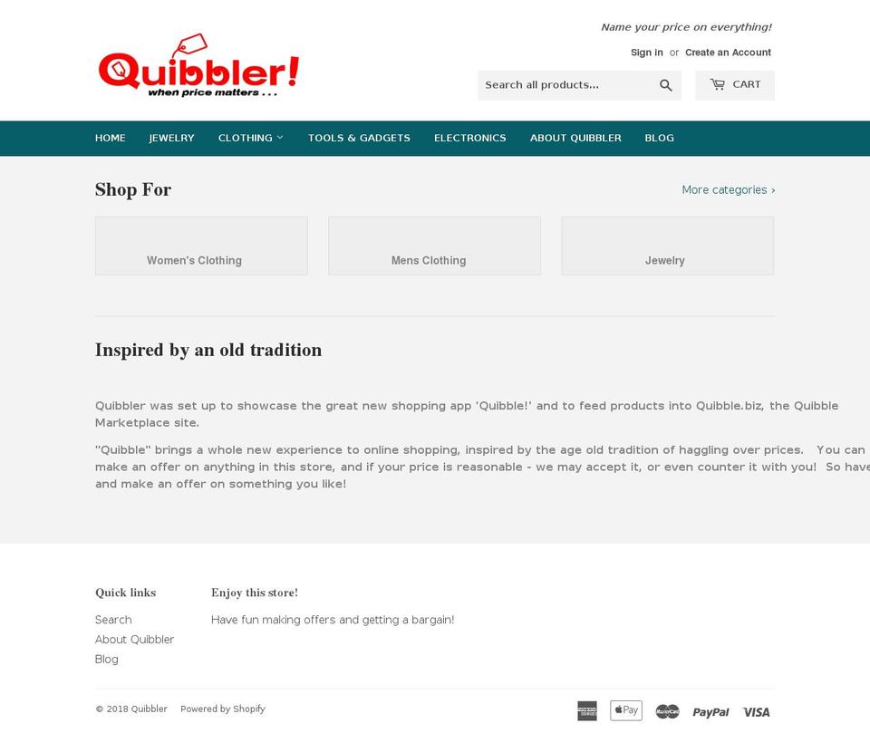 quibbler.biz shopify website screenshot