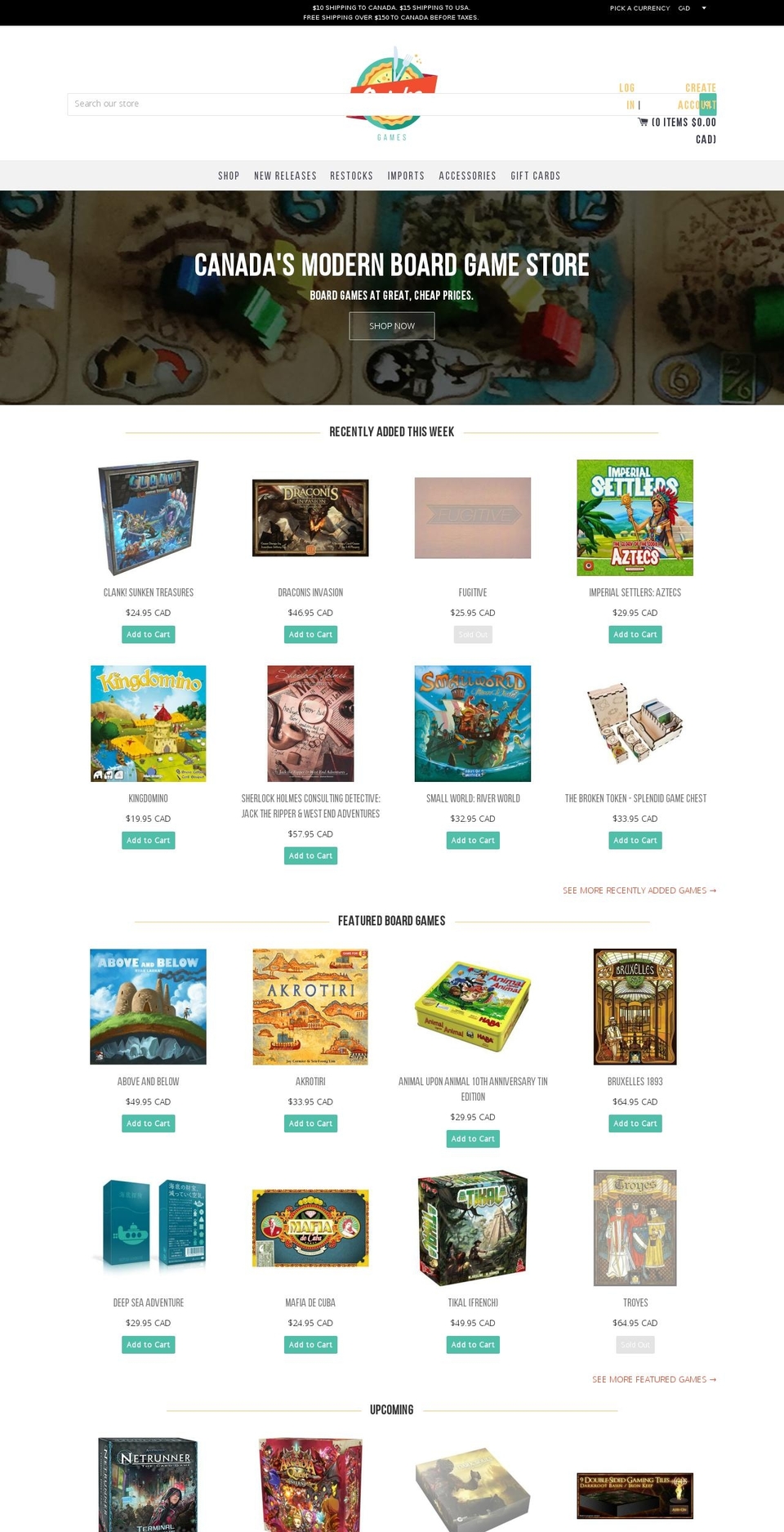 quicheboardgames.com shopify website screenshot