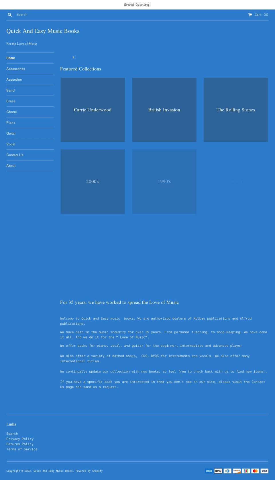 quickandeasymusicbooks.com shopify website screenshot