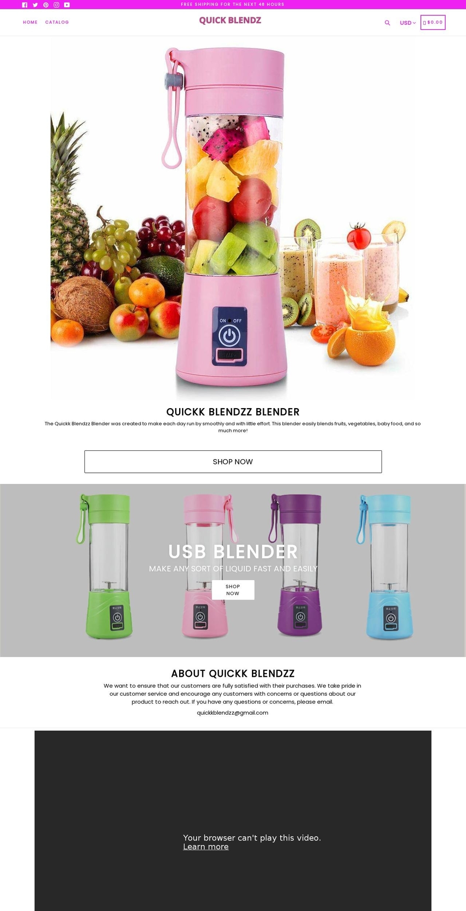 quickblendz.com shopify website screenshot