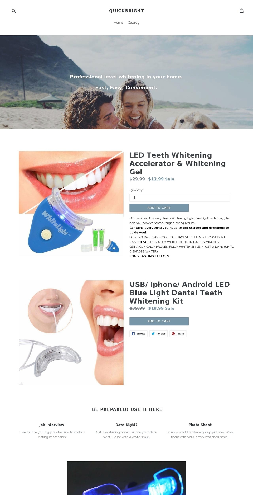 quickbrightsmile.com shopify website screenshot