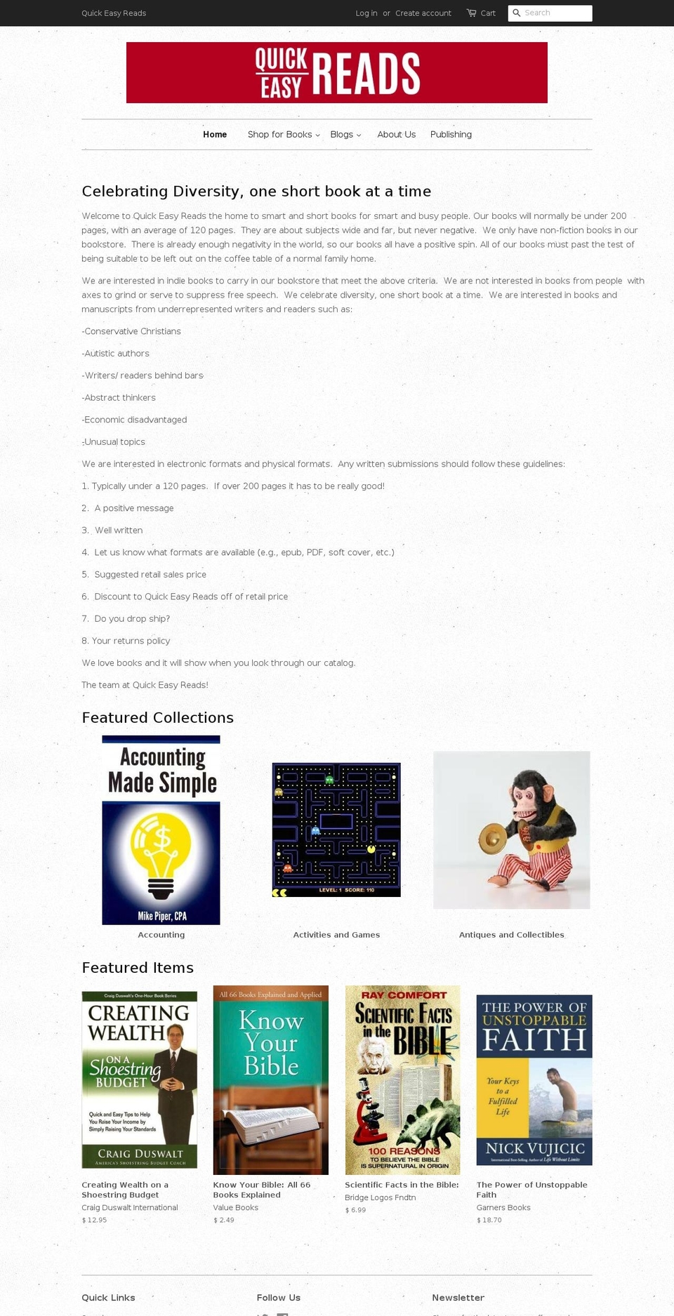 quickeasyreads.com shopify website screenshot