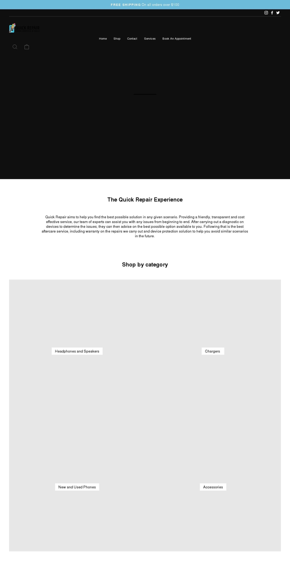 quickrepairona.com shopify website screenshot