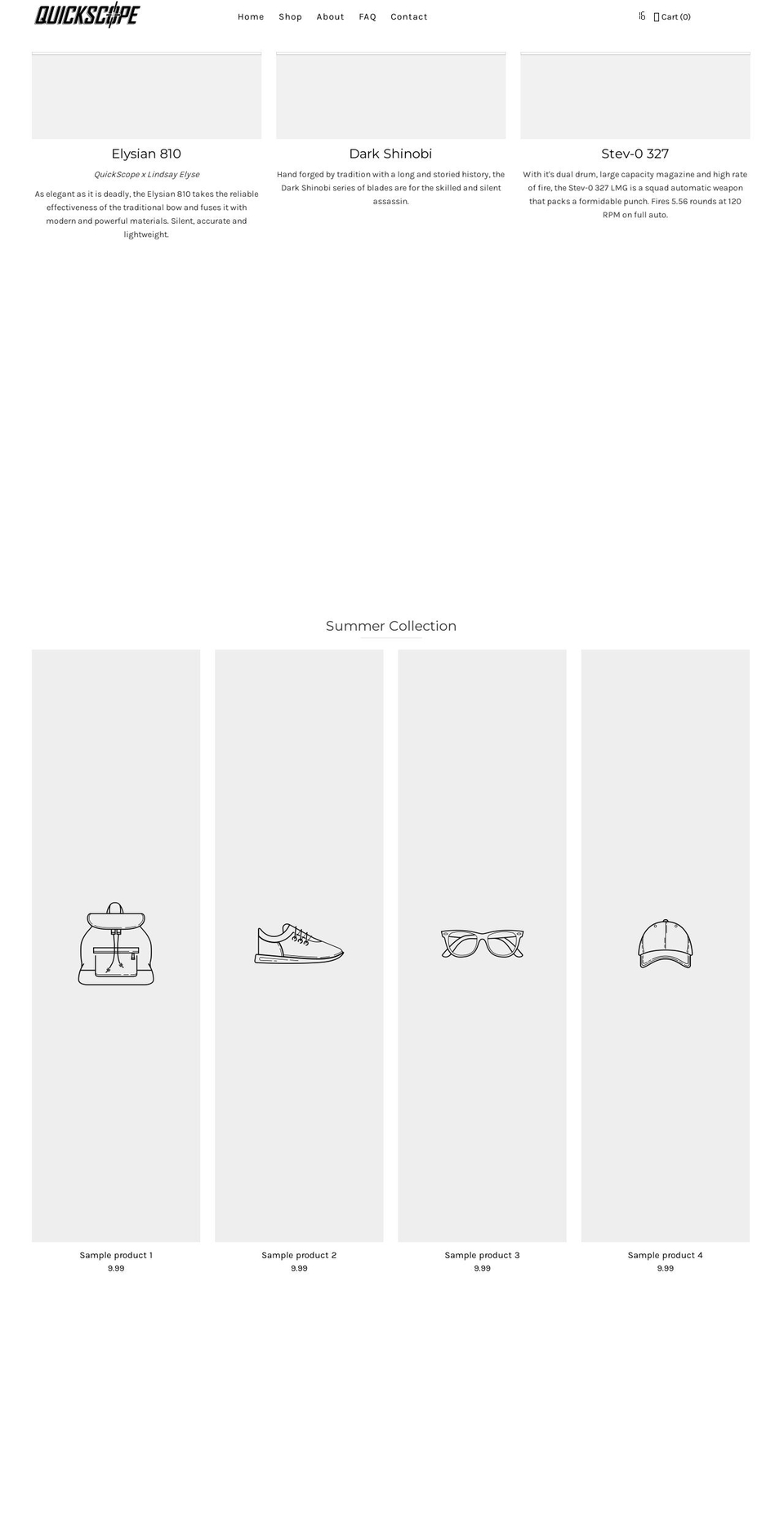 quickscopeapparel.com shopify website screenshot