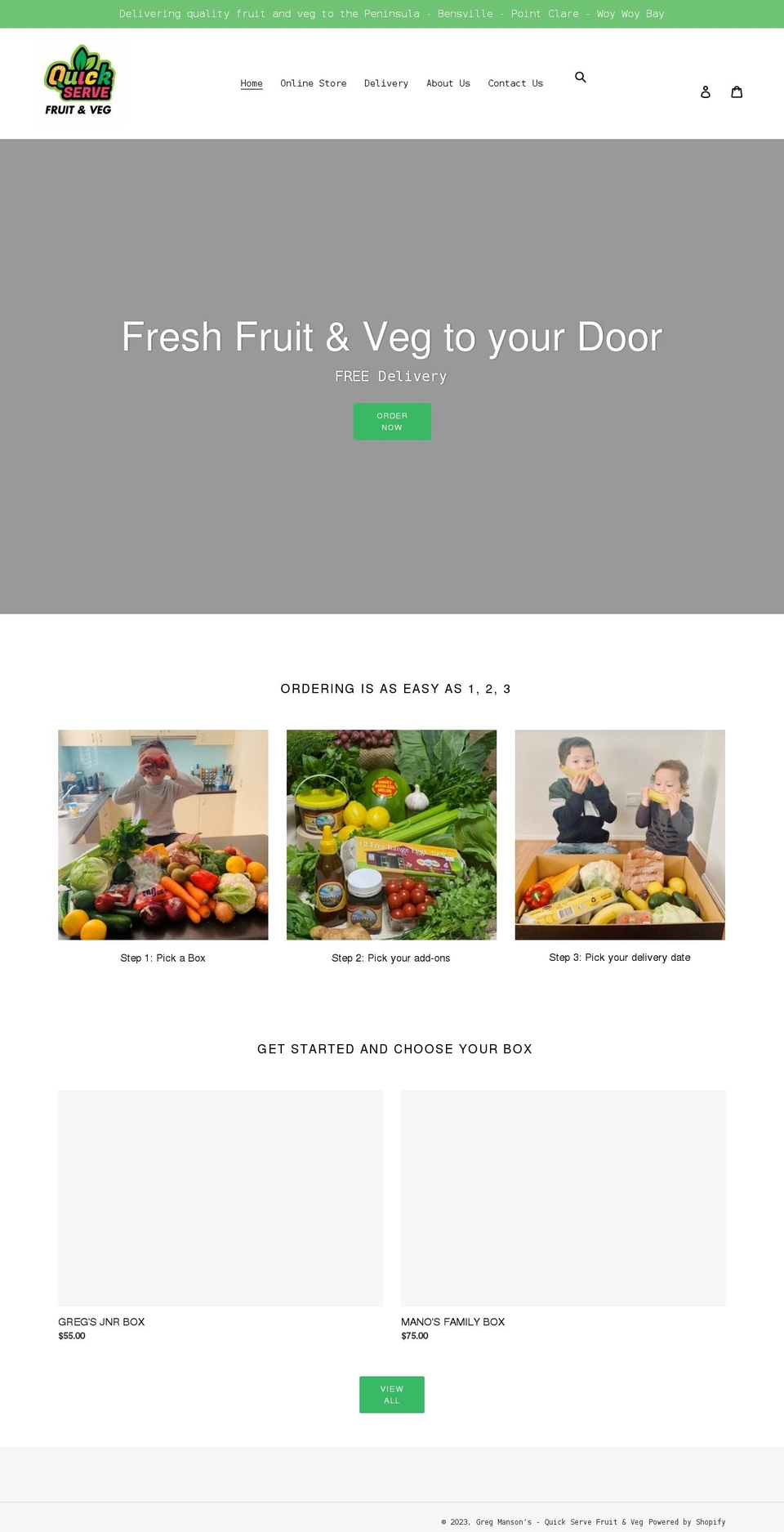 quickservefruitandveg.com shopify website screenshot