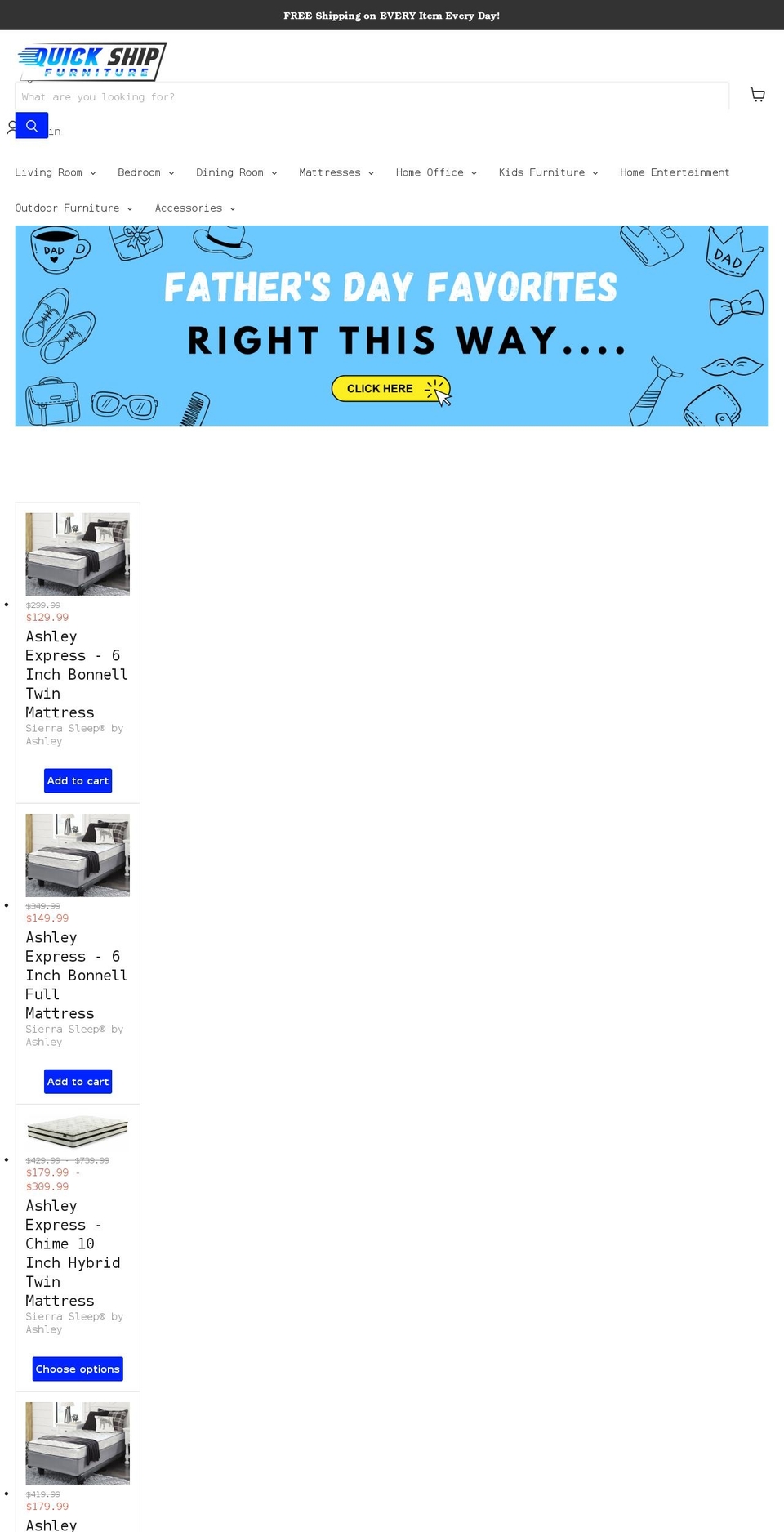 quickshipmattress.com — Shopify storefront screenshot