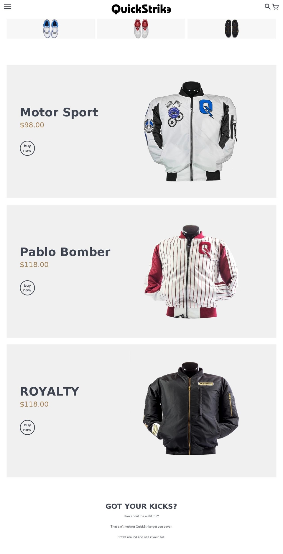 quickstrik3.com — Shopify storefront screenshot