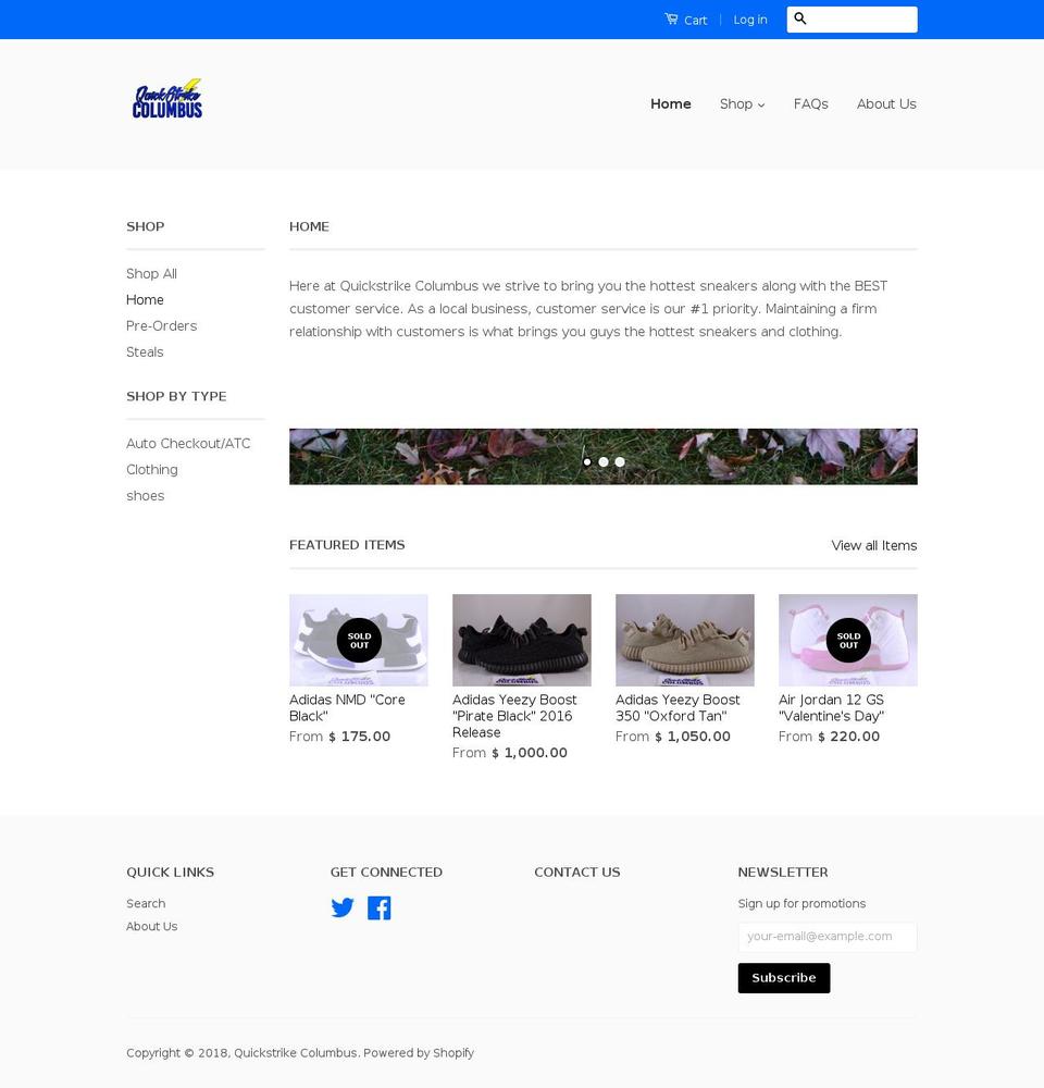 quickstrikecolumbus.com shopify website screenshot