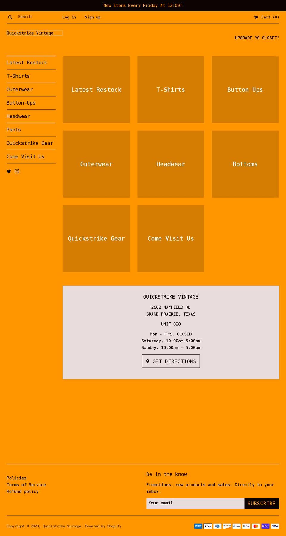 quickstrikevintage.com shopify website screenshot