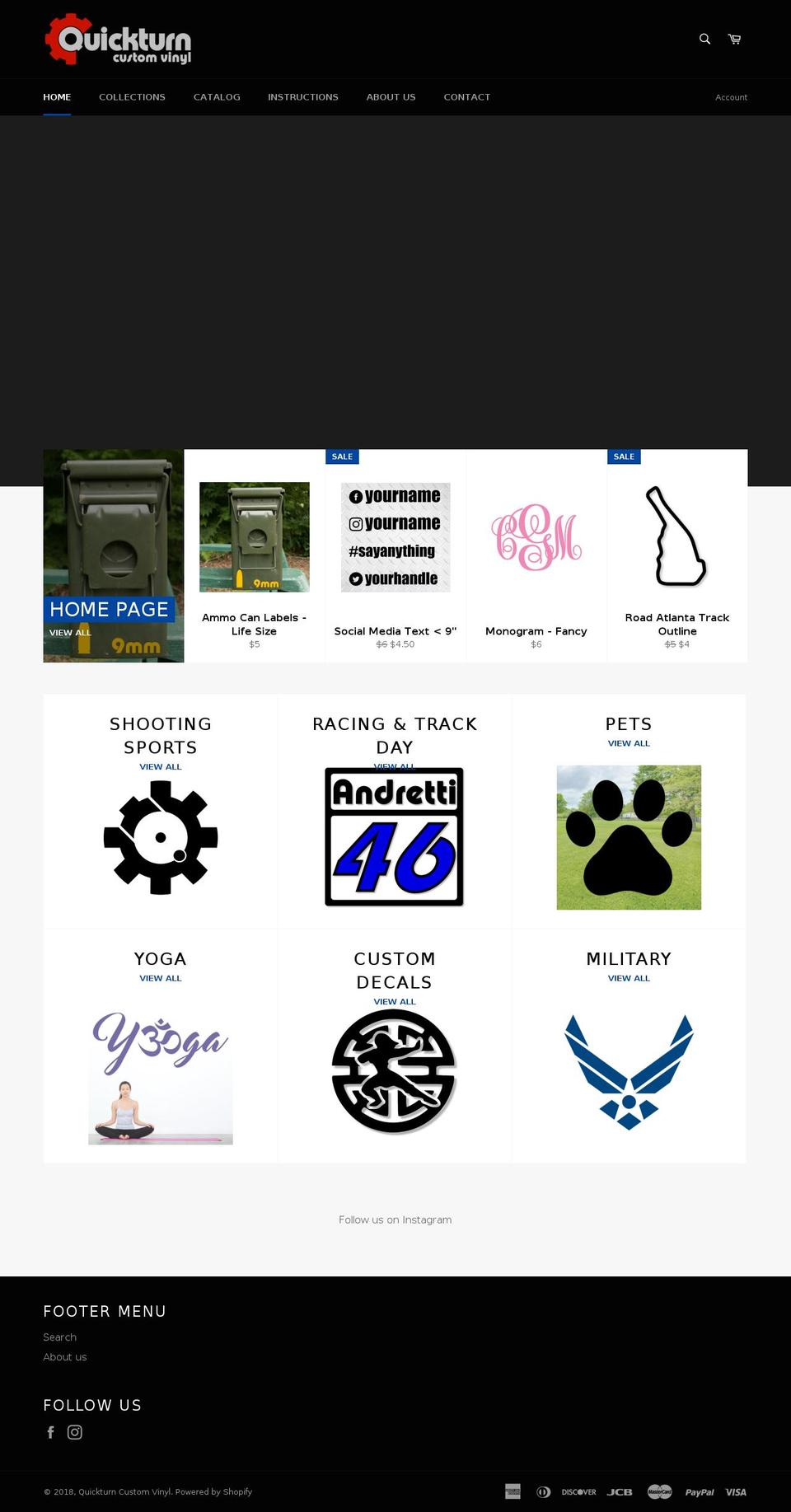 quickturncustomvinyl.com shopify website screenshot