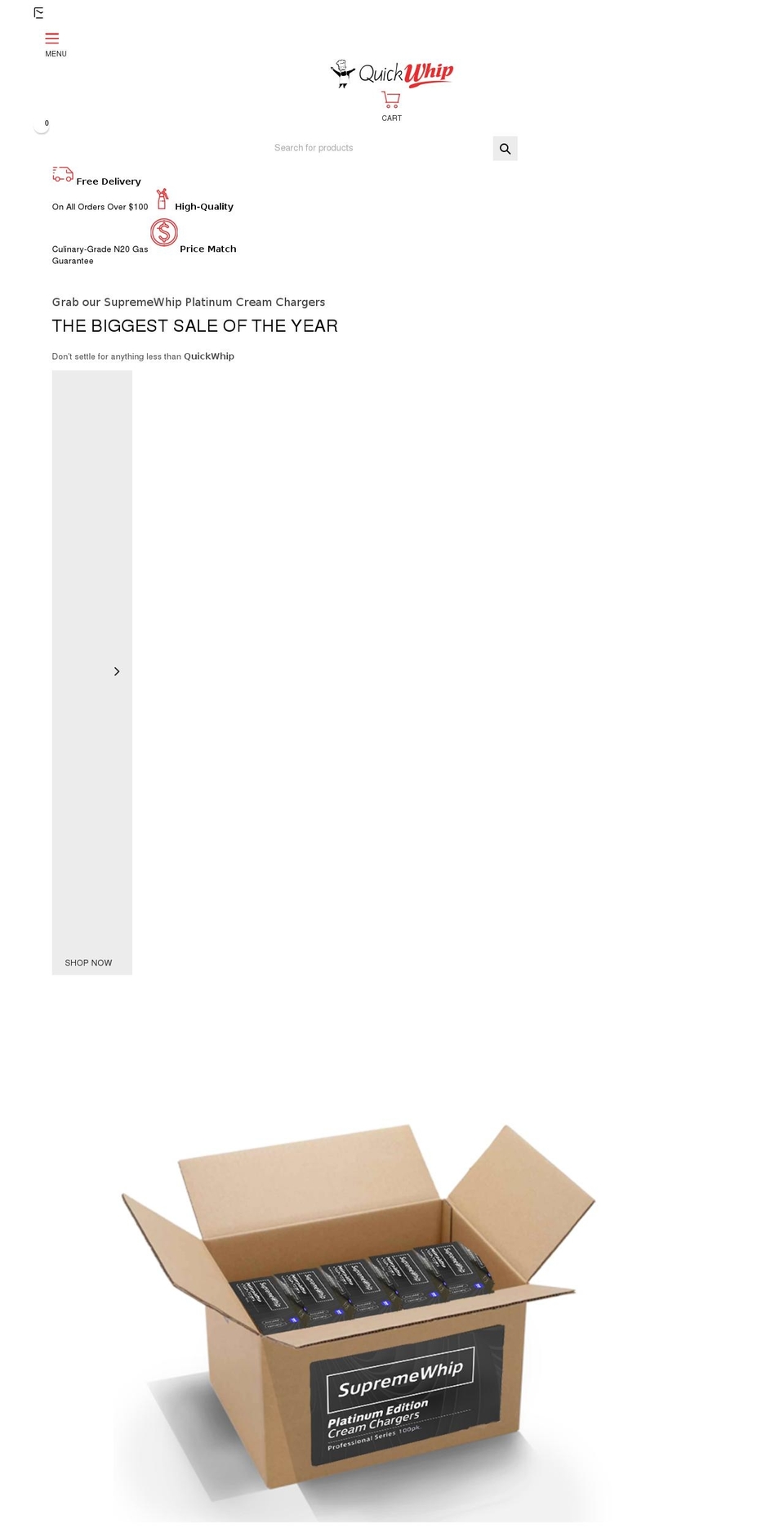 quickwhipchargers.com shopify website screenshot