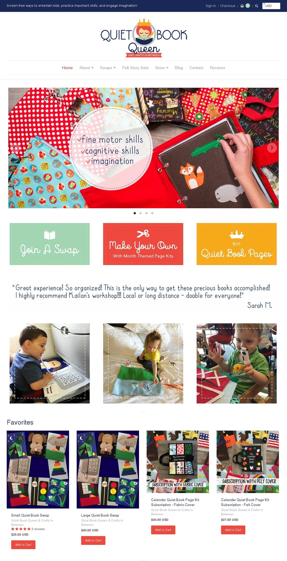 quietbookqueen.com shopify website screenshot