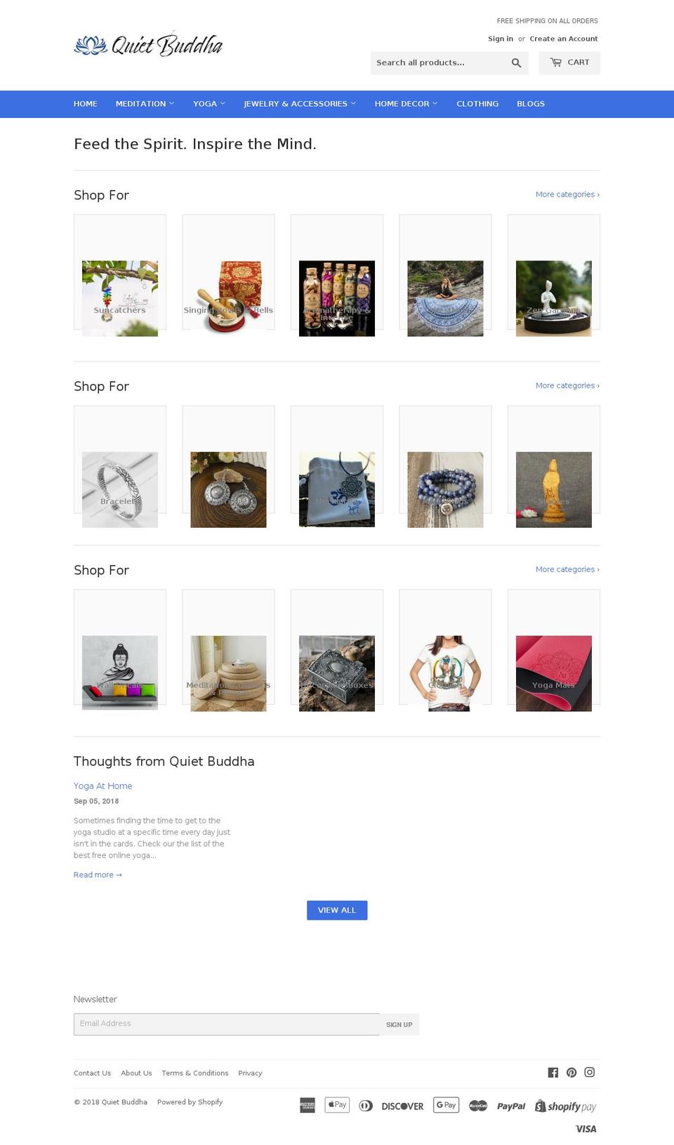 quietbuddha.com shopify website screenshot