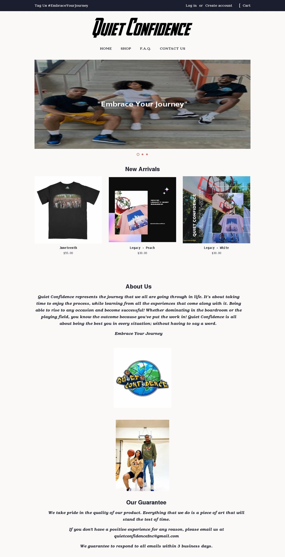 quietconfidenceofficial.com shopify website screenshot