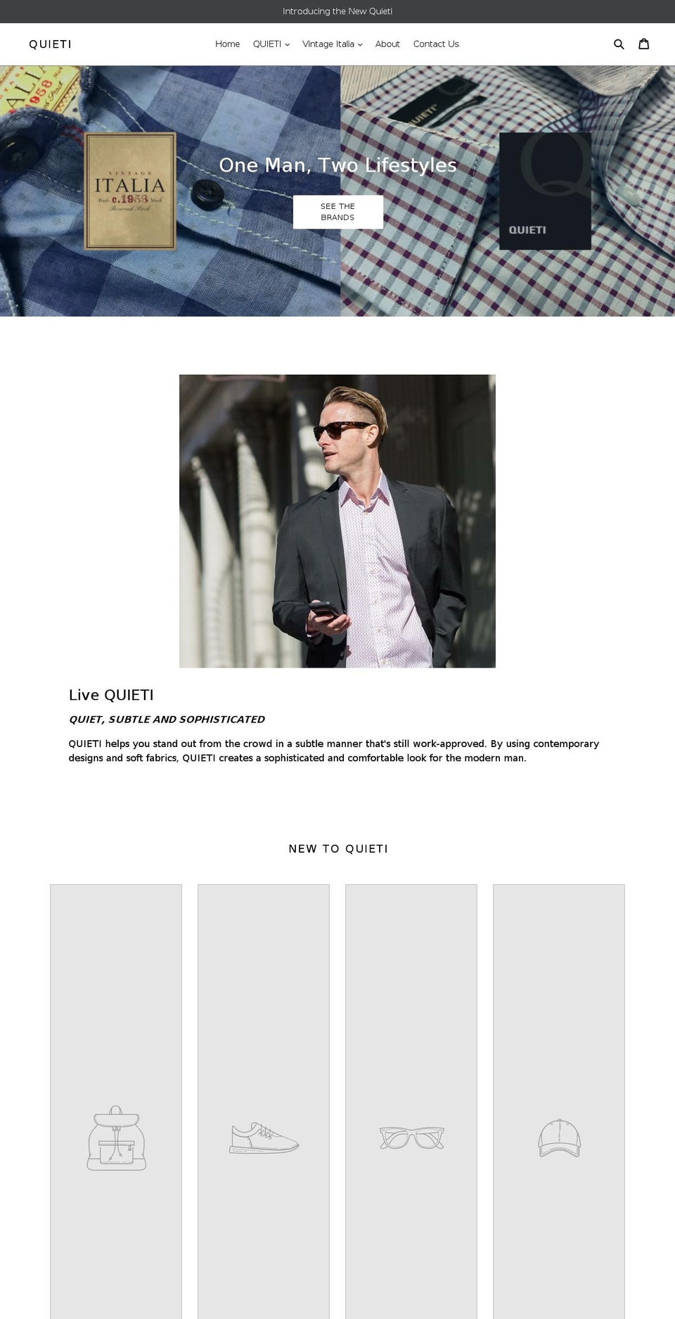 quietiapparel.com shopify website screenshot