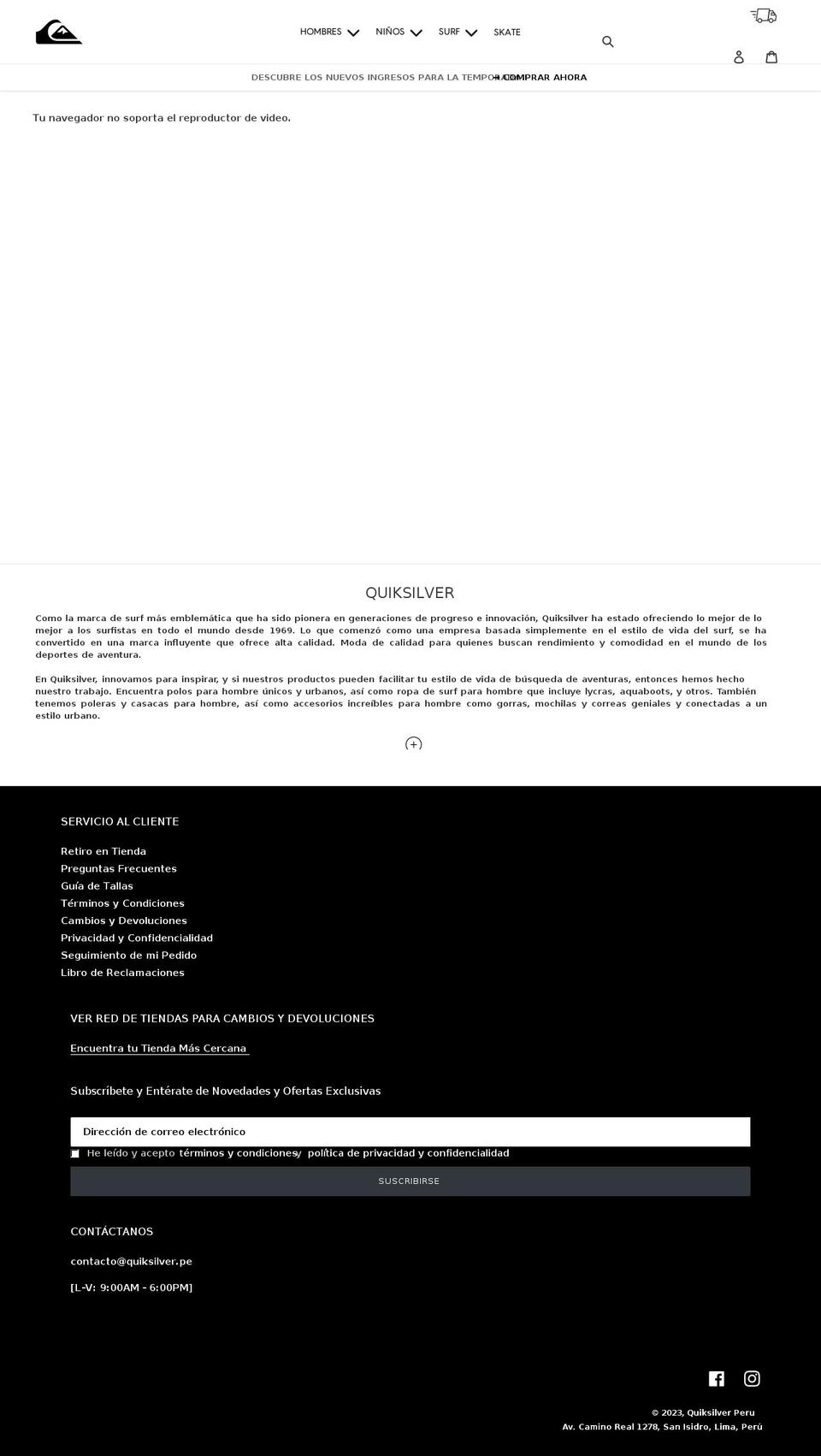 quiksilver.pe shopify website screenshot