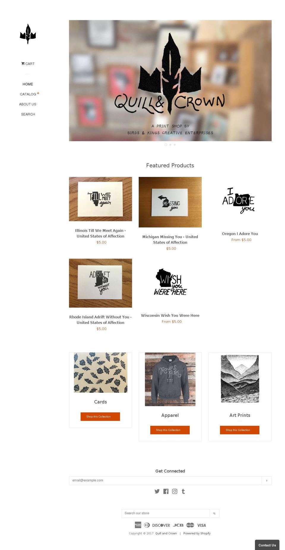 quillandcrown.com shopify website screenshot