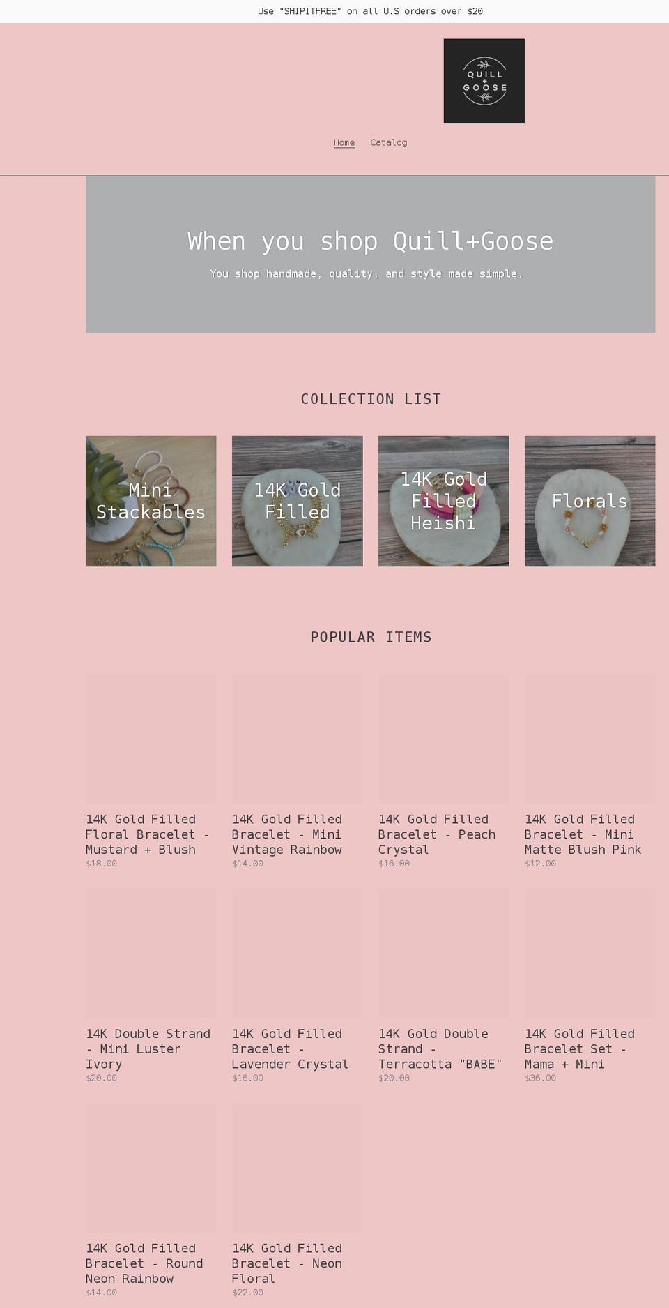 quillandgoose.com shopify website screenshot