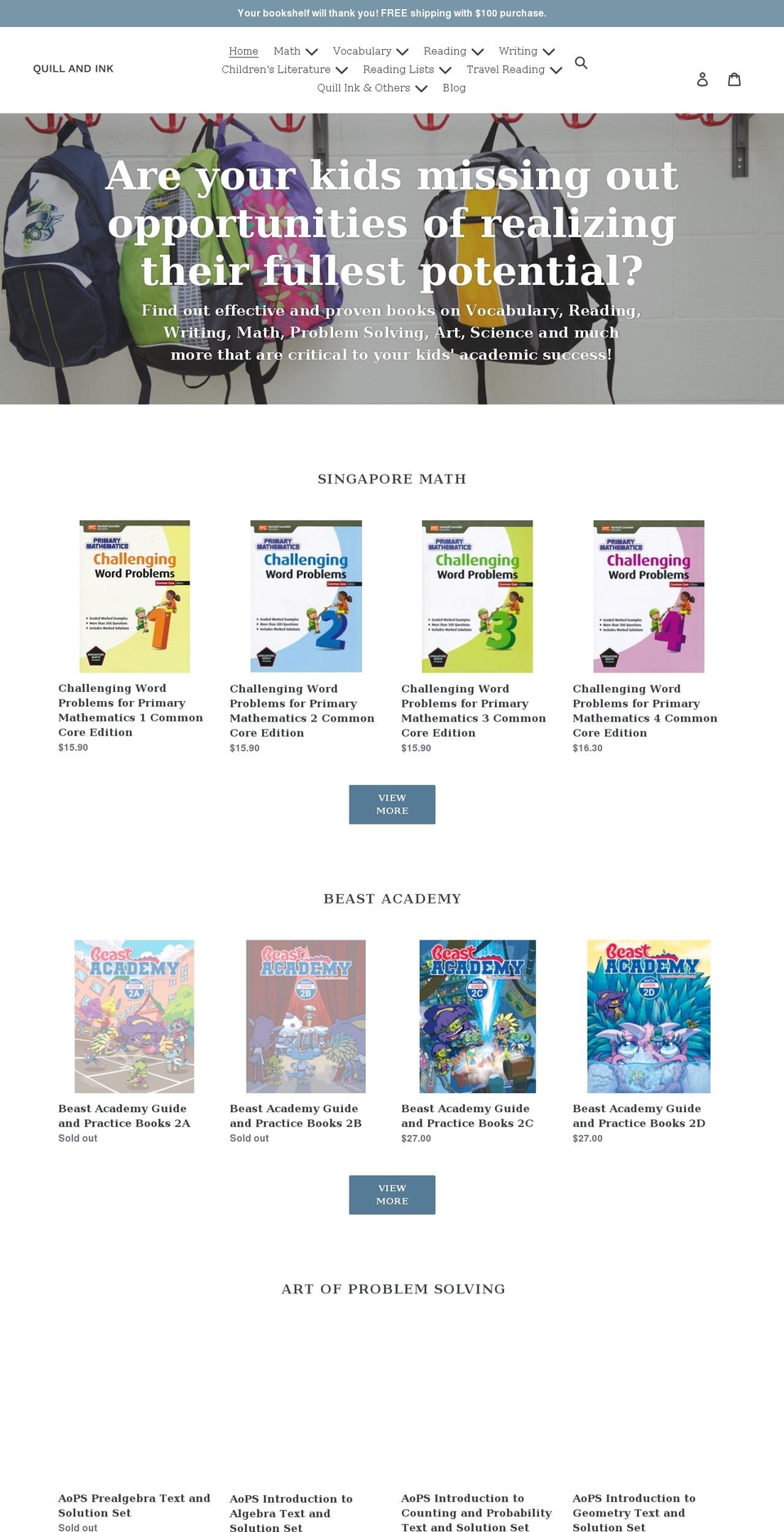 quillandinkstore.com shopify website screenshot