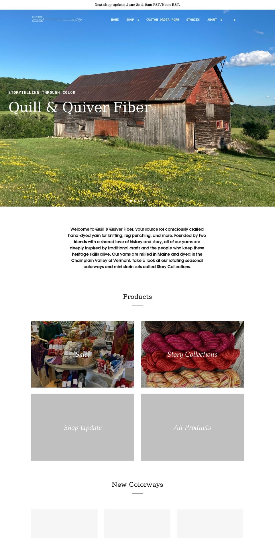 quillandquiverfiber.com shopify website screenshot