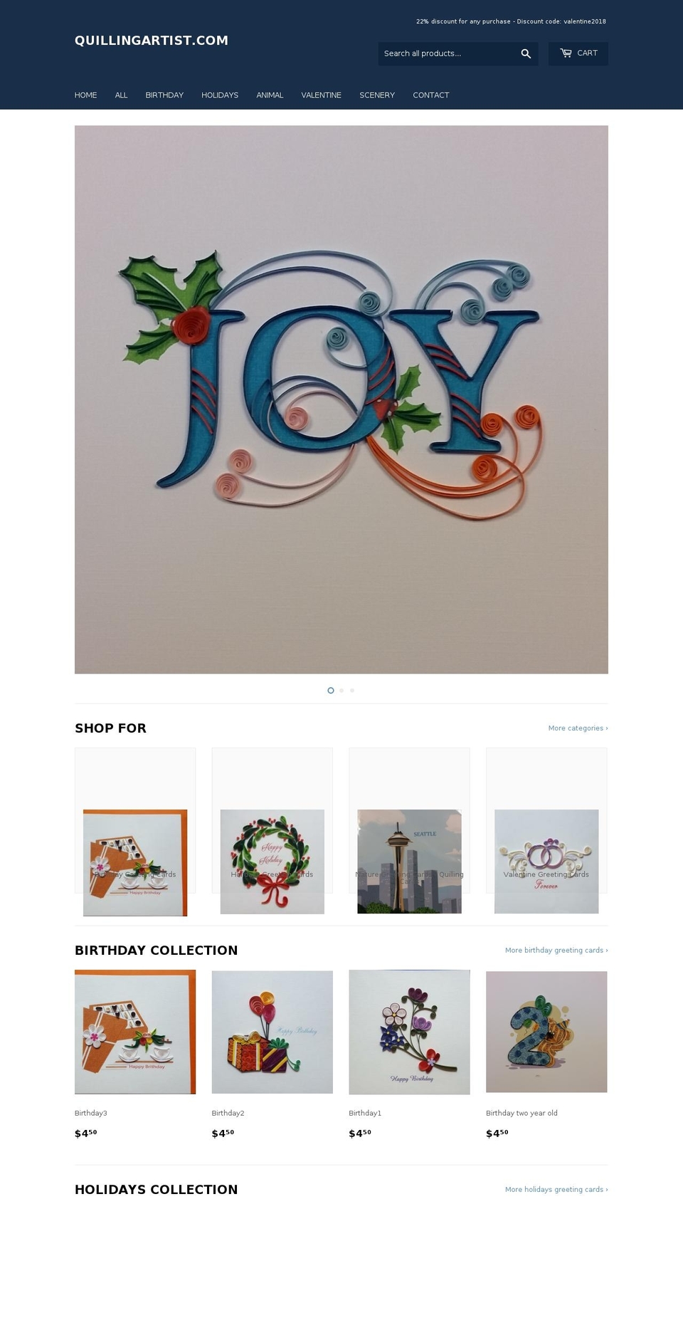 quillingartist.com — Shopify storefront screenshot