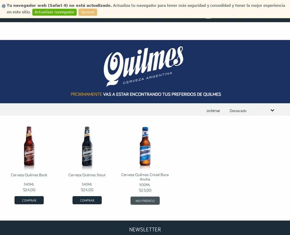 quilmesstore.com.ar shopify website screenshot