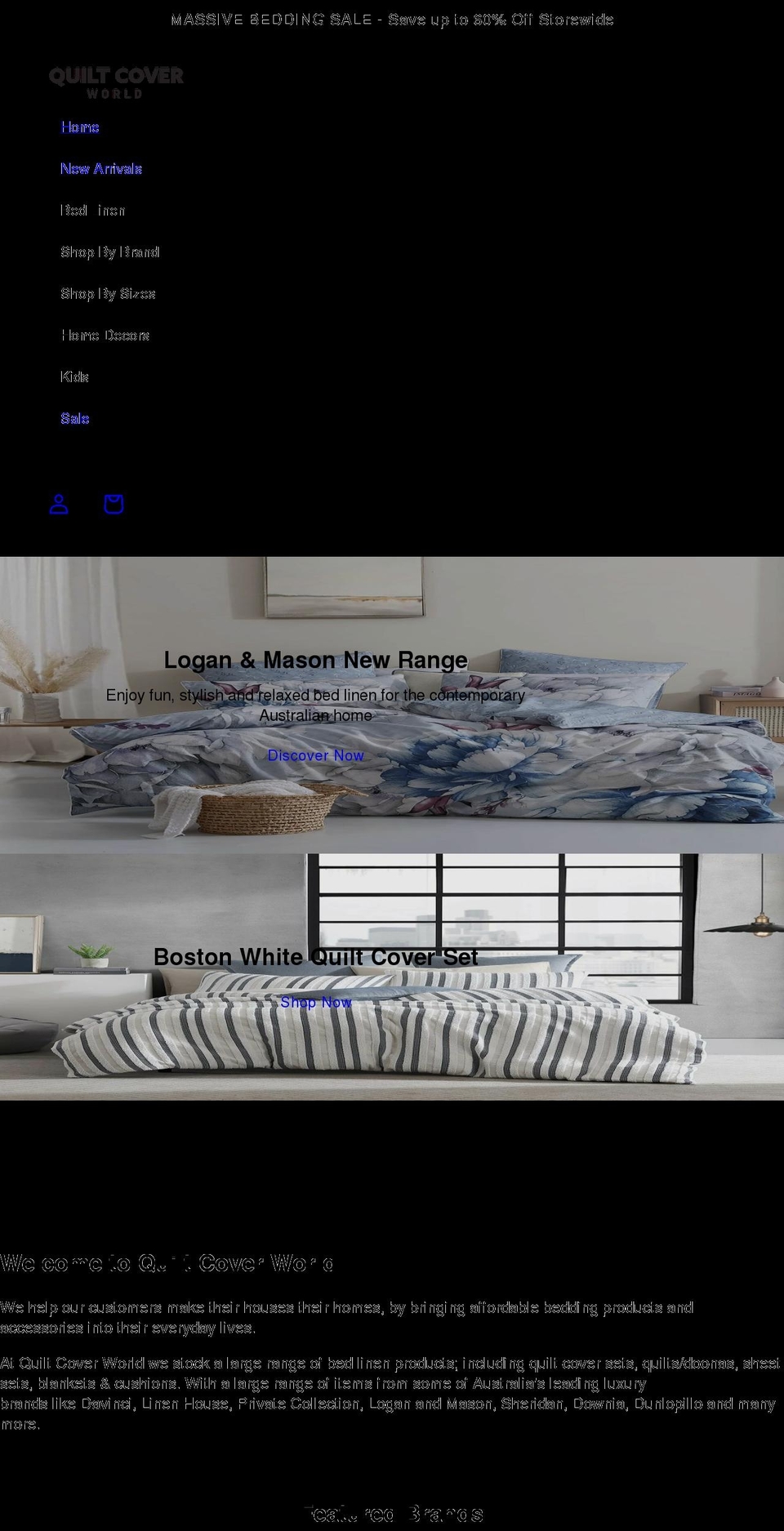 quiltcoverworld.com.au shopify website screenshot