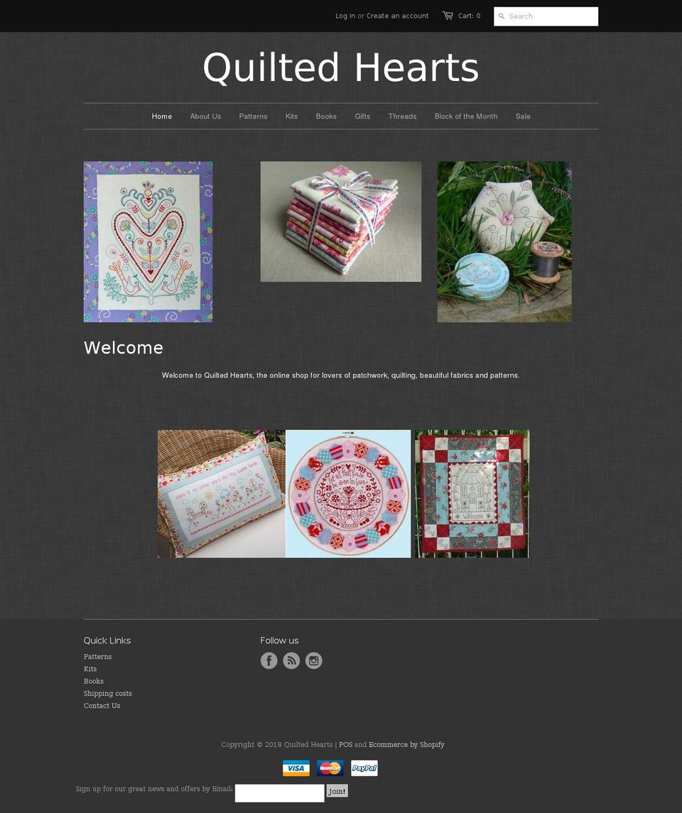 quilted-hearts.co.uk shopify website screenshot