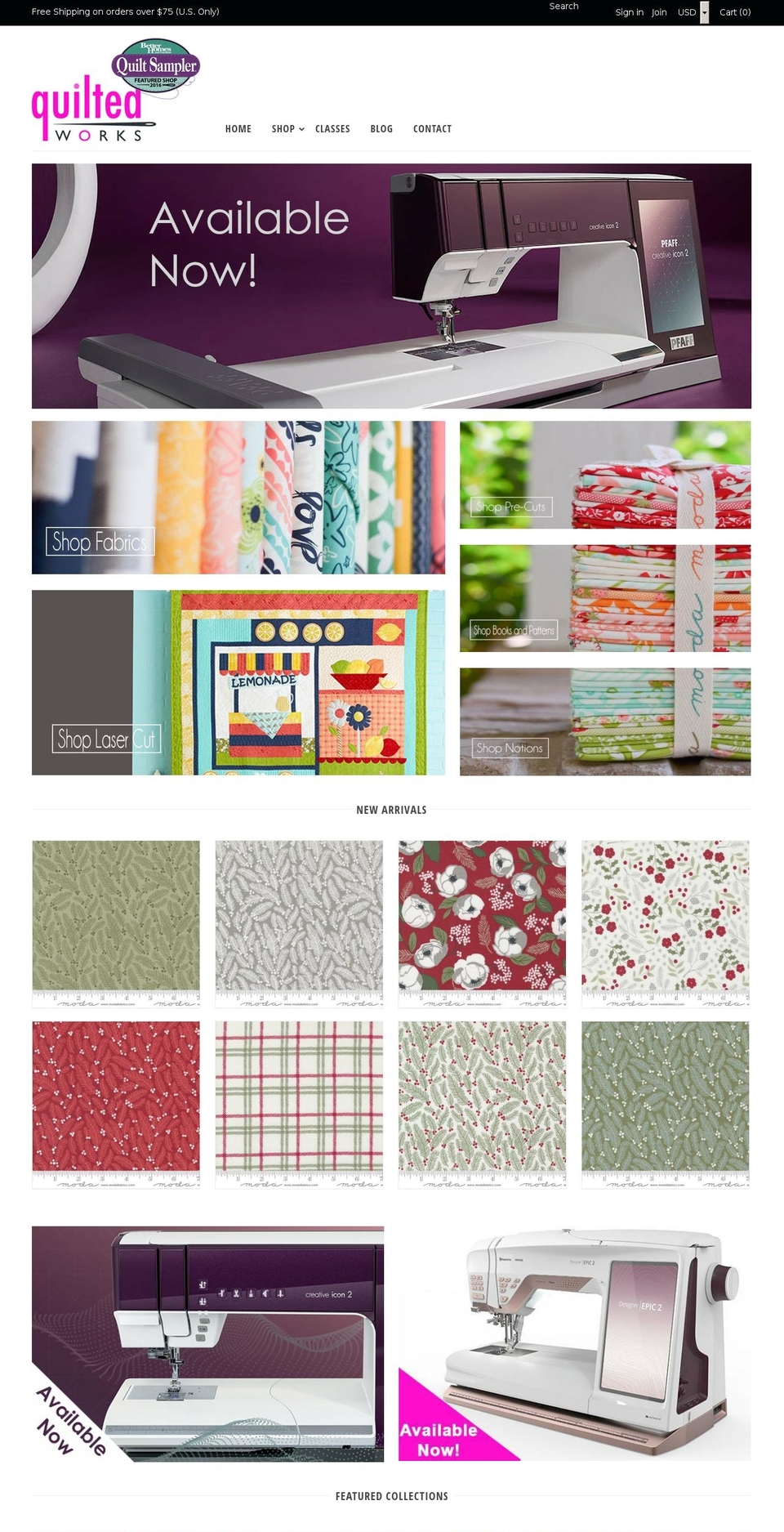 quilted-works-2.myshopify.com shopify website screenshot